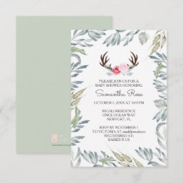 Convites DEER ANTLER Chá de fraldas Convide, Menina