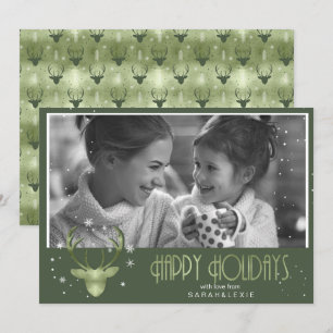 Convites Deer Antlers Arrows Photo V2 Green ID861