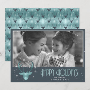 Convites Deer Antlers Arrows Photo V2 Teal ID861