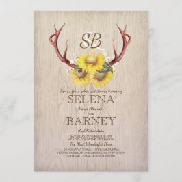 Convites Deer Antlers e Janto de ensaio Rustic de Girassol