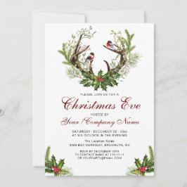Convites Deer Antlers, Festa de Natal do Birds Holly Berry