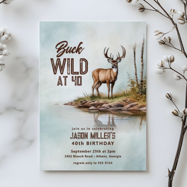 Convites Deer Hunting Buck Wild 40th Birthday Party (Criador carregado)