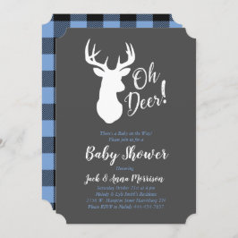 Convites Deer Hunting Lodge Chá de fraldas Antlers Boy Blue