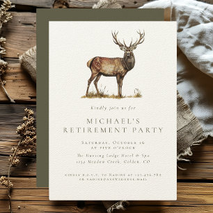 Convites Deer Stag Hunting Retirement Elegante Partido Russ