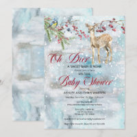 Deer Woodland Animal Winter Virtual Chá de fraldas