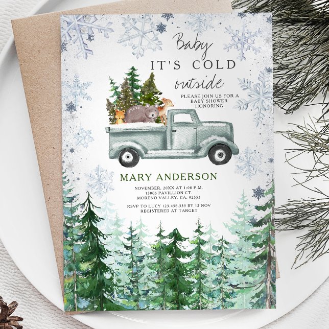 Convites Deer Woodland - Chá de fraldas Florestal Russo (Criador carregado)