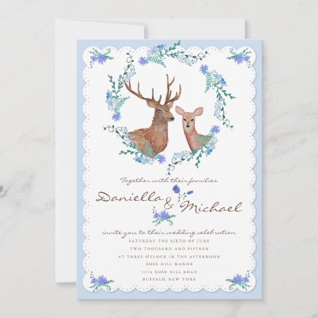 Convites Deers in Love Woodland Casamento no inverno (Frente)