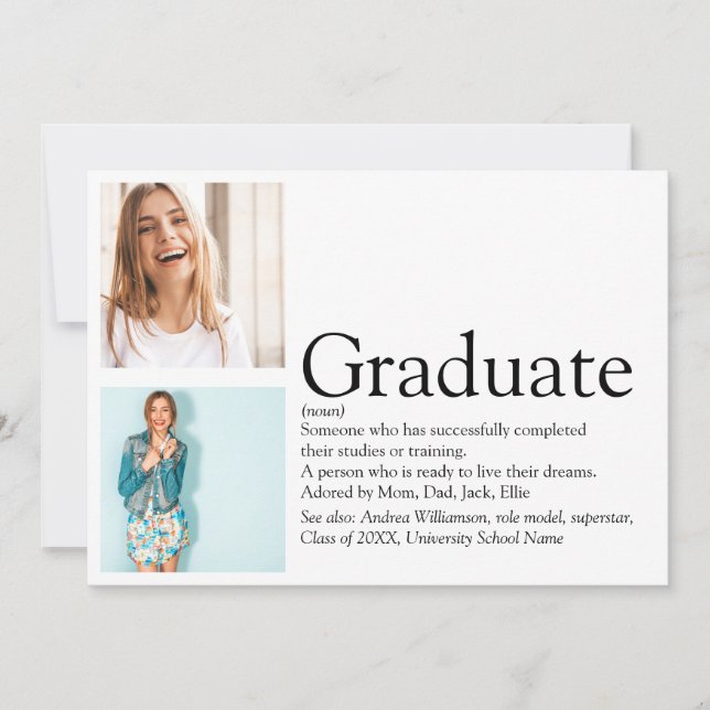 Convites Definição De formando 2 Foto Preta E Branca (Frente)