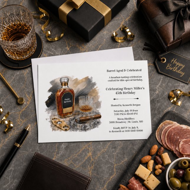 Convites Degustação de Bourbon Tema Charuto Whisky 45º Aniv (Criador carregado)