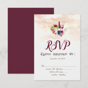 Convites Degustação de Vinho de Flores de Borgonha Aquarel