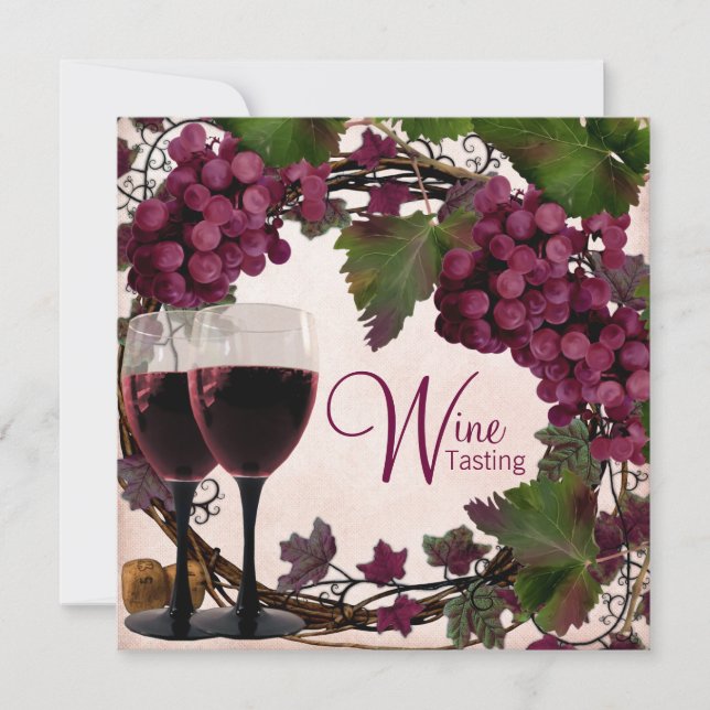 Convites Degustação de Vinho de Uvas Vermelhas e Verdes Vin (Frente)