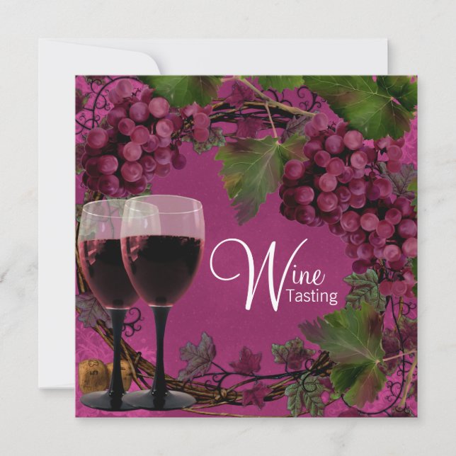 Convites Degustação de Vinho de Uvas Vermelhas e Verdes Vin (Frente)