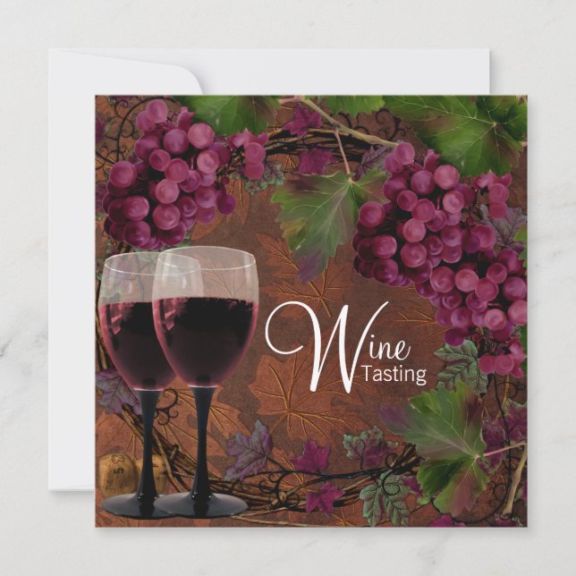 Convites Degustação de Vinho de Uvas Vermelhas e Verdes Vin (Frente)