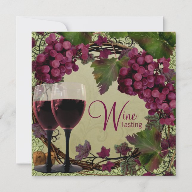 Convites Degustação de Vinho de Uvas Vermelhas e Verdes Vin (Frente)