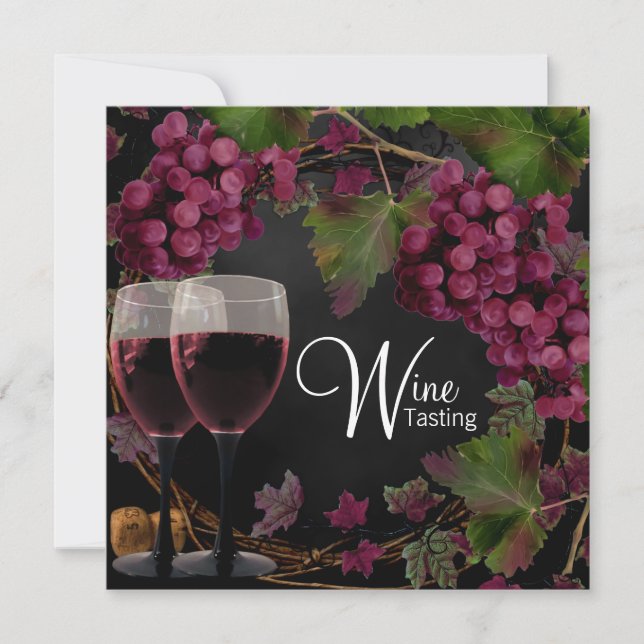 Convites Degustação de Vinho de Uvas Vermelhas e Verdes Vin (Frente)