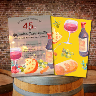 Convites Degustação de Vinho e Queijo com Classe Espanhol 4