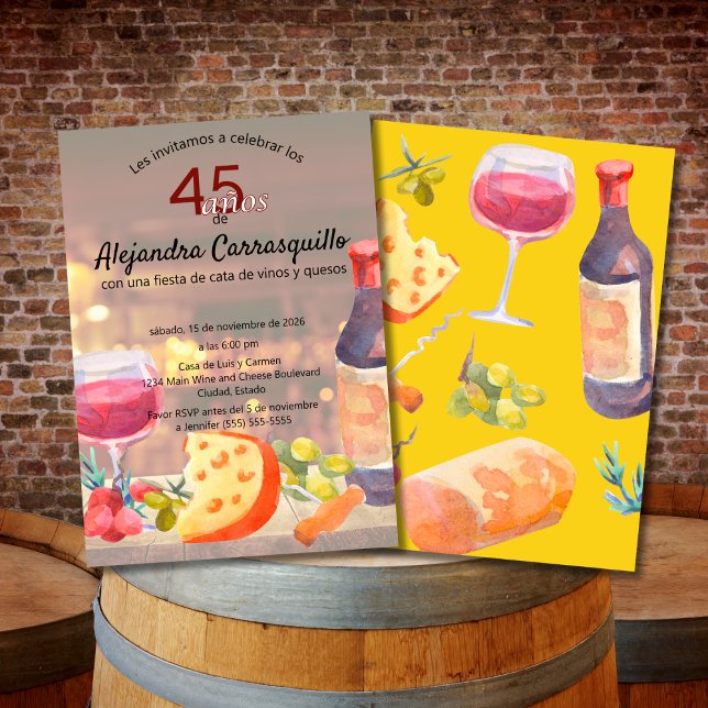 Convites Degustação de Vinho e Queijo com Classe Espanhol 4 (Criador carregado)