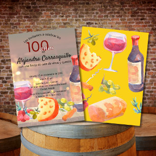 Convites Degustação de Vinho e Queijo Divertida Espanhola 1