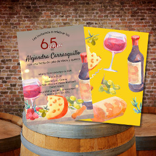 Convites Degustação de Vinho e Queijo Espanhol Diversão 65º