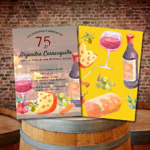 Convites Degustação de Vinho e Queijo Espanhol Diversão 75º
