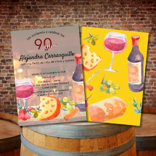 Convites Degustação de Vinho e Queijo Spanish Chic de 90 An