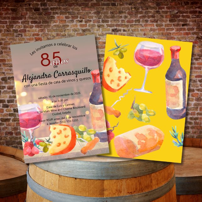 Convites Degustação de Vinho e Queijo Spanish Cool de 85 An (Criador carregado)