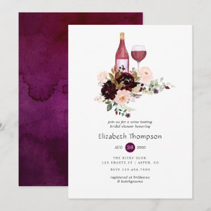 Convites Degustação de Vinho Floral Berry e Blush no Chá de
