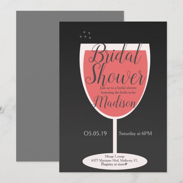 Convites Degustação de Vinho Minimalista em Vidro Coral Chá (Frente/Verso)