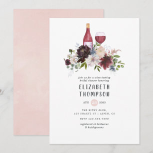 Convites Degustação de Vinho Tinto Borgonha e Rosa Bridal S