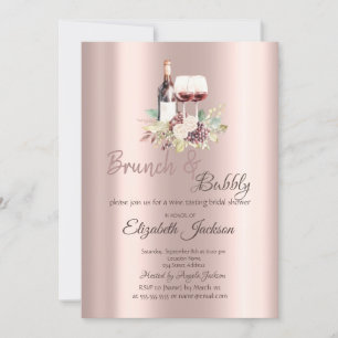 Convites Degustação de Vinho Uvas Rosa Dourado Brunch & Bol