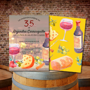 Convites Degustação Divertida de Vinho e Queijo Espanhol An