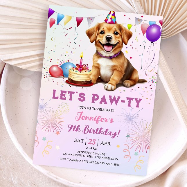 Convites Deixa uma Festa de aniversário de cachorro pawty,  (Criador carregado)