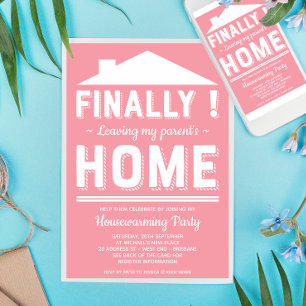 Convites Deixando minha Casa de Pais Engraçada Festa de Aqu