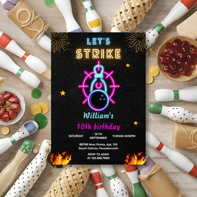 Convites Deixar Greve de Boliches esportivas azuis legal 10 (Criador carregado)