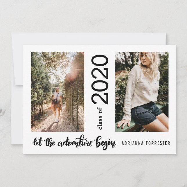 Convites Deixe a aventura começar Formando classe de 2020 (Frente)