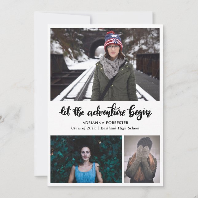 Convites Deixe A Aventura Começar Manuscrita | Formando (Frente)