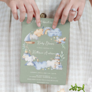 Convites Deixe a Aventura começar o Chá de fraldas de Brinq