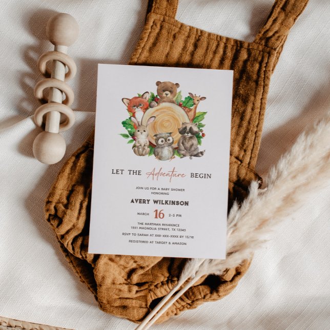 Convites Deixe A Aventura Começar O Chá de fraldas Do Woodl (Criador carregado)