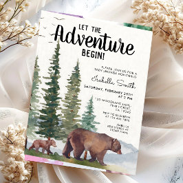 Convites Deixe a Aventura Começar Urso Floresta Bebê