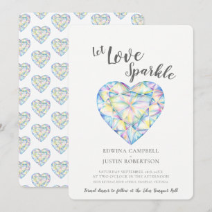 Convites Deixe amar a aquarela de diamante brilhante