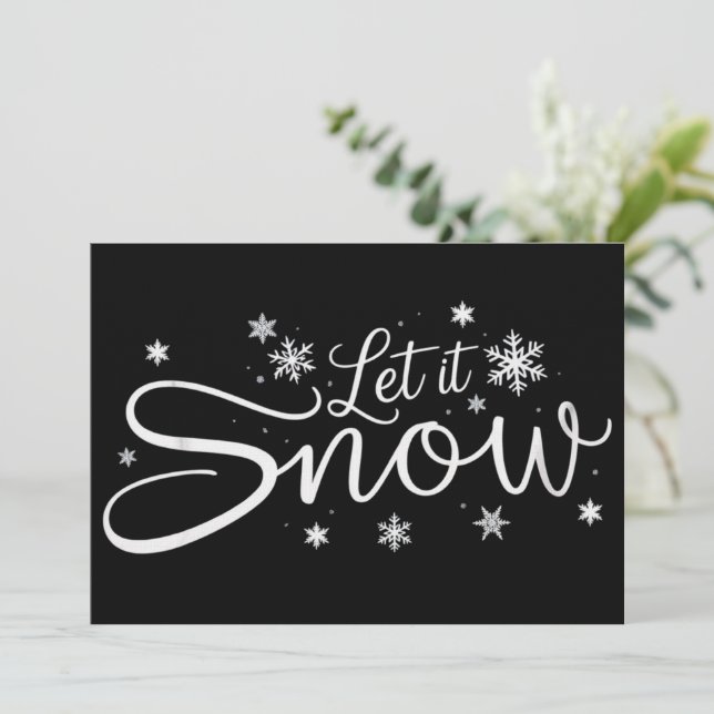 Convites Deixe Cair a Neve Amante Floco de Neve Feriado Nat (Em pé/Frente)