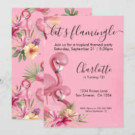 Convites Deixe Flamingle Tropical Rosa Flamingo Aniversário