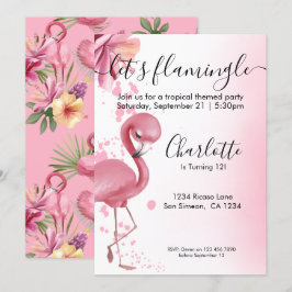 Convites Deixe Flamingle Tropical Rosa Flamingo Aniversário
