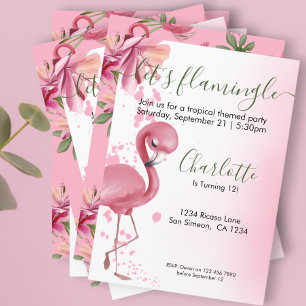 Convites Deixe Flamingle Tropical Rosa Flamingo Aniversário