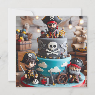 CONVITES DEIXE-ME MADEIRA PIRATAS TEMIDO BOLO DE ANIVERSÁRI