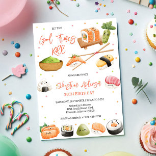 Convites Deixe os Bons Momentos Rolar Sushi Festa Aniversár