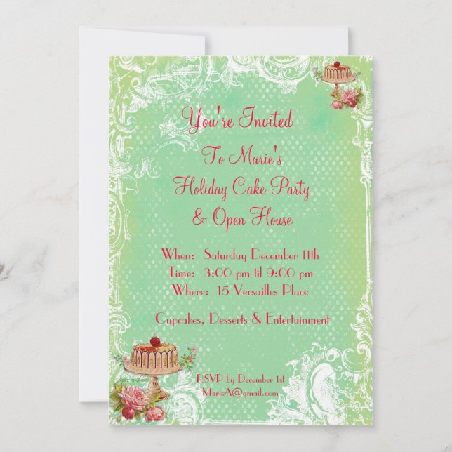 Convites Deixe-Os Comer Festa De Bolo (Frente)