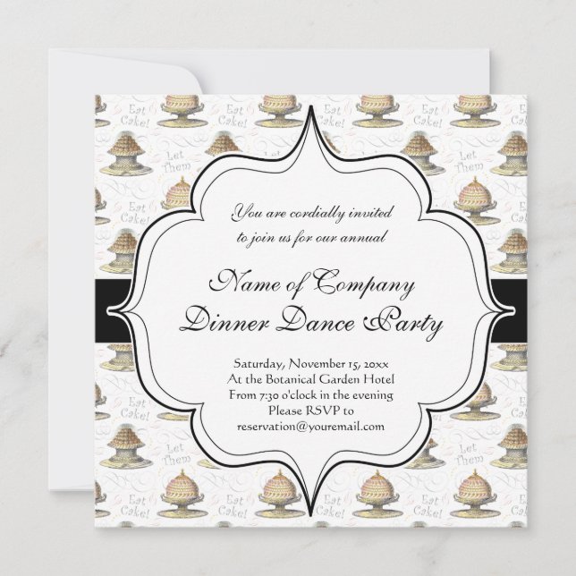 Convites Deixe-os comer franceses Marie Antoinette do (Frente)