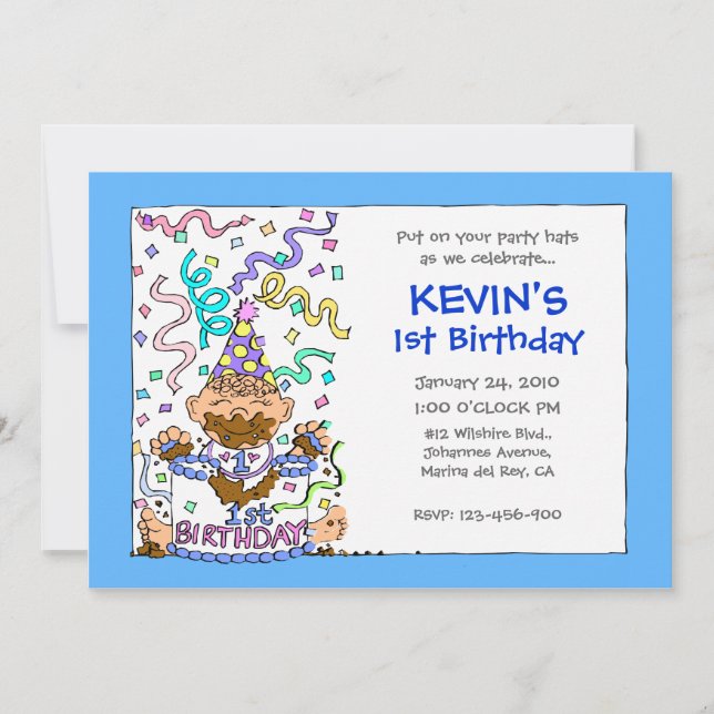 Convites Deixe-os comer o bolo - primeiro aniversario para (Frente)