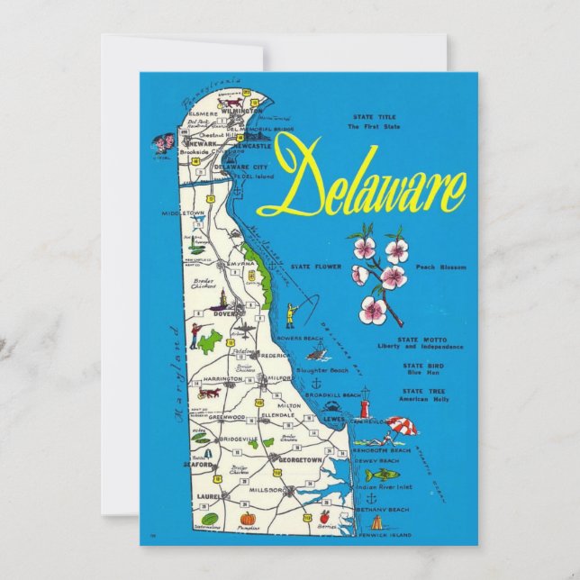 Convites Delaware Map 5x7 Big Postcard (Frente)